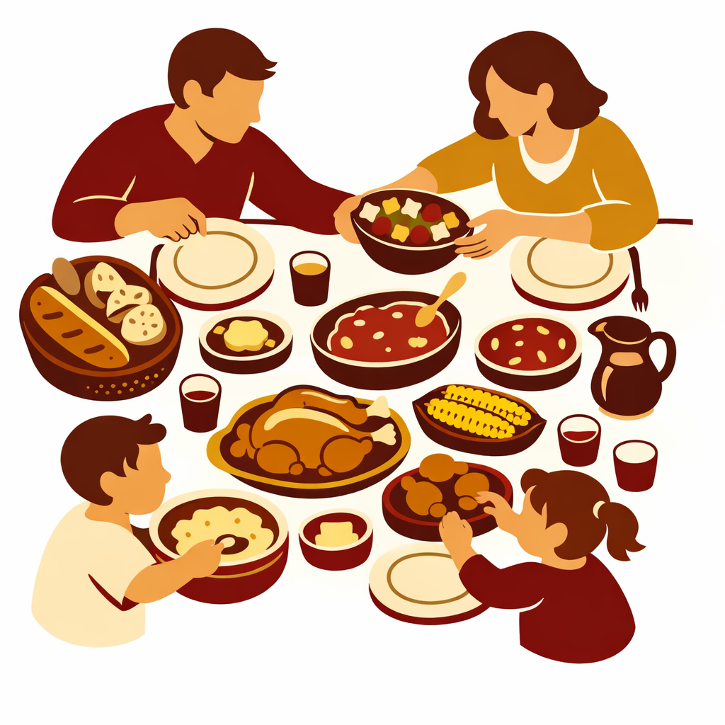 Neighbors sharing a meal